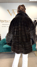 Black Sheared Mink Fur Jacket, XL, Reversible