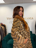 Hamster Fur Coat with Red Fox Collar, Medium, Rare Luxury