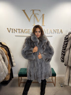 Blue Fox Fur Coat, Fluffy and Soft, Large