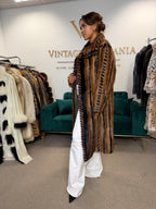 Luxury Pastel Mink Fur Coat, Large, Two-Tone Design
