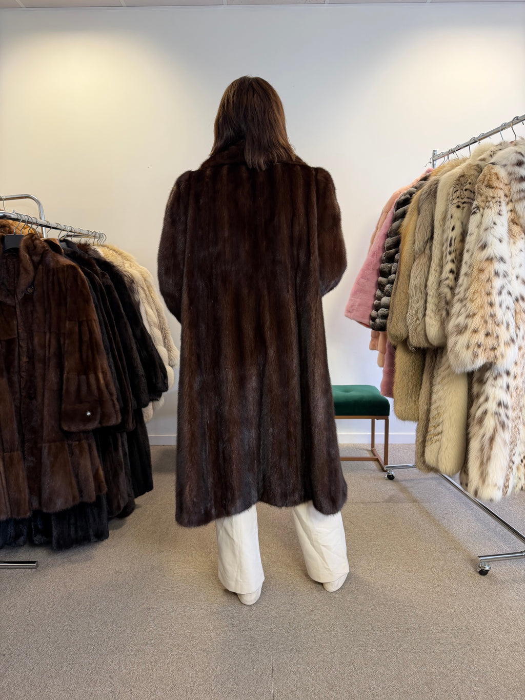 Brown Mink Fur Coat, Large, Luxury