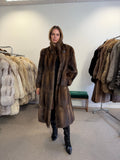 Brown Beaver Fur Coat, Full Length, XL Fits M to L