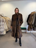 Brown Beaver Fur Coat, Full Length, XL Fits M to L