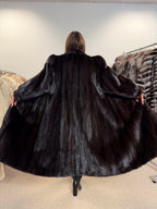 Mink Fur Coat, Dark Brown, Full Length, Size XL