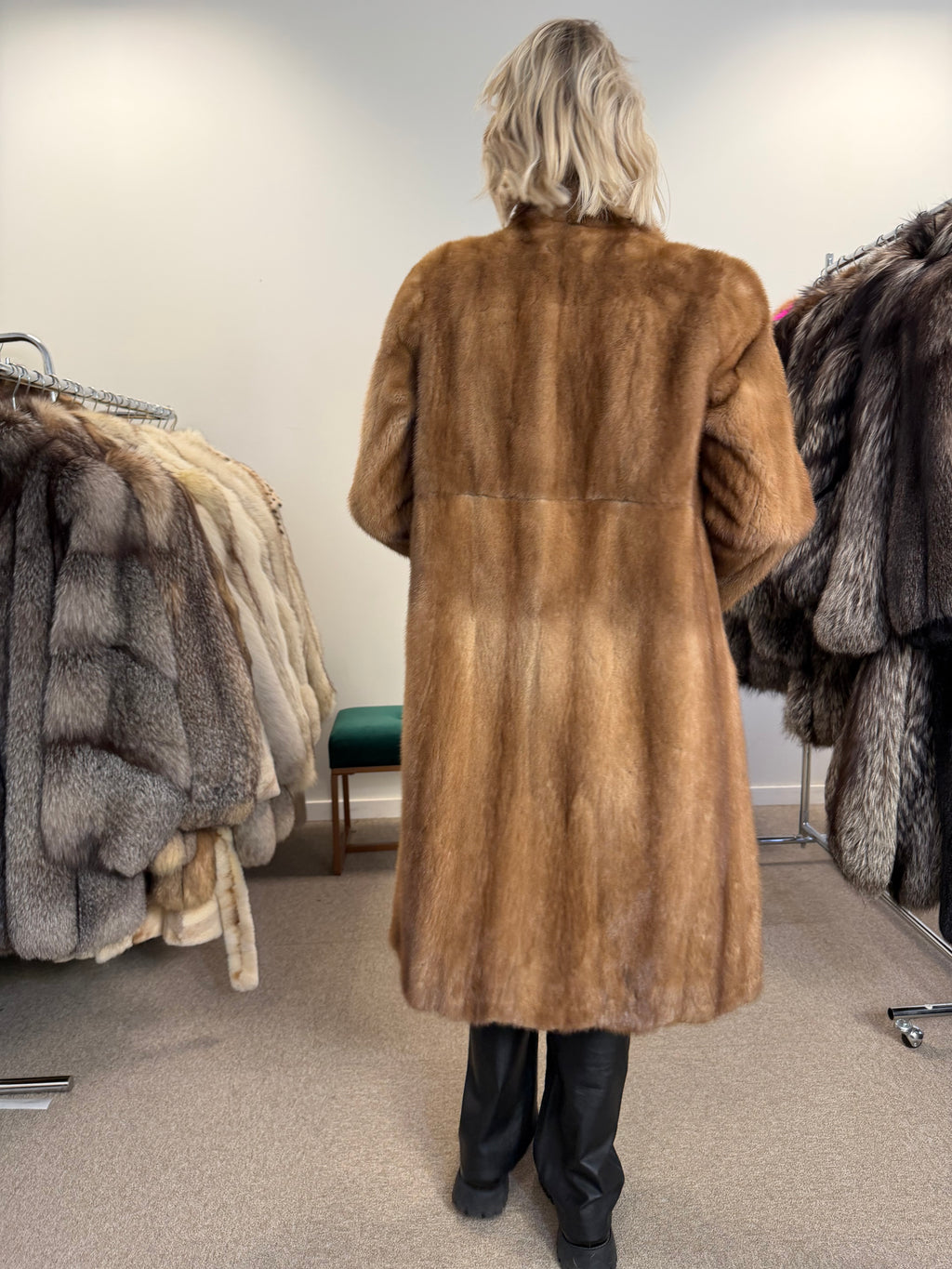 Mink Fur Coat, Pastel, Size S