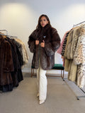 Silver Fox Fur Coat, Dark, Size XL