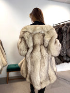 Fox Fur Coat, White Nordic Arctic, Size L