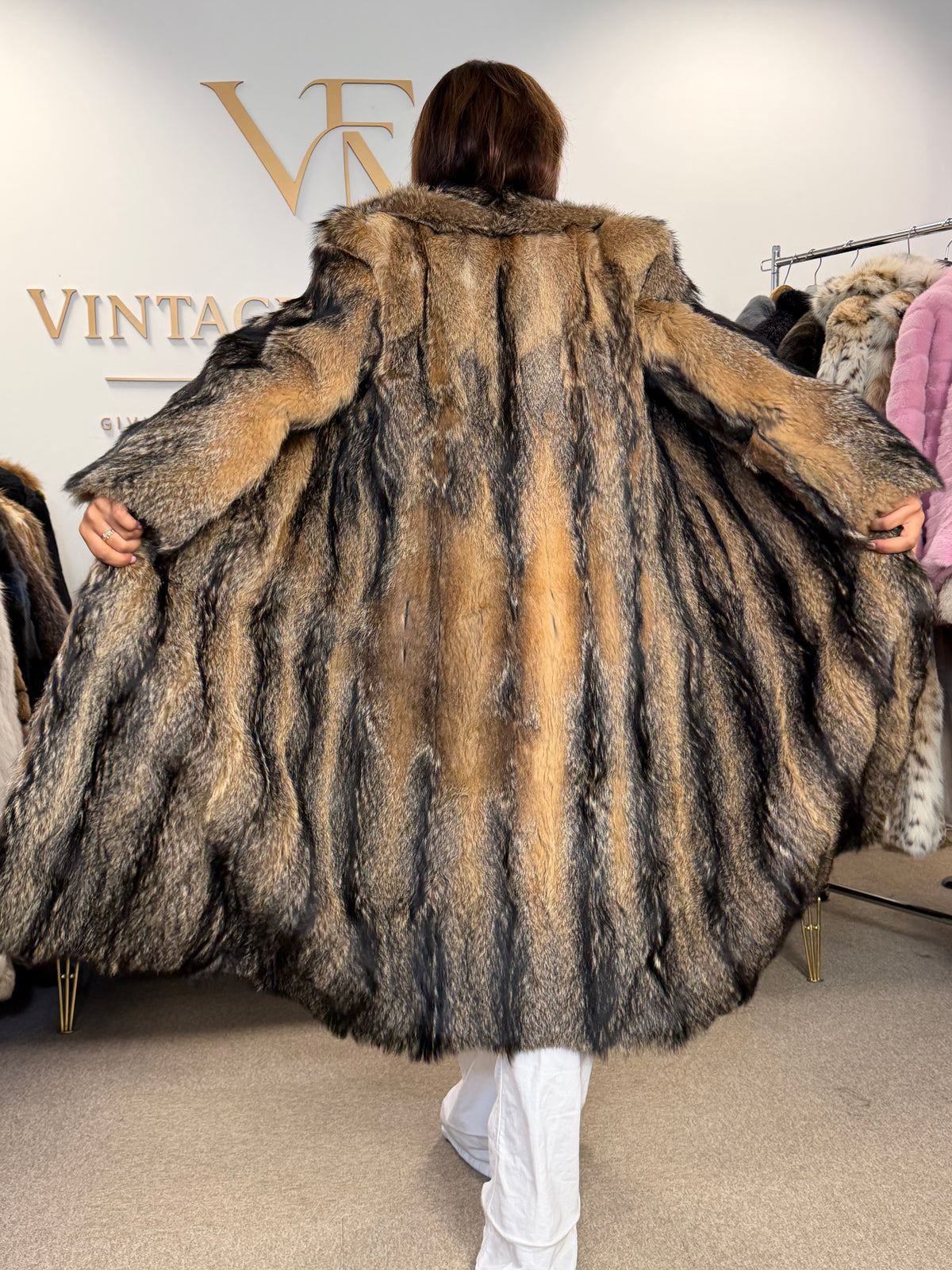 Coyote Fur Coat, Small, Outlet