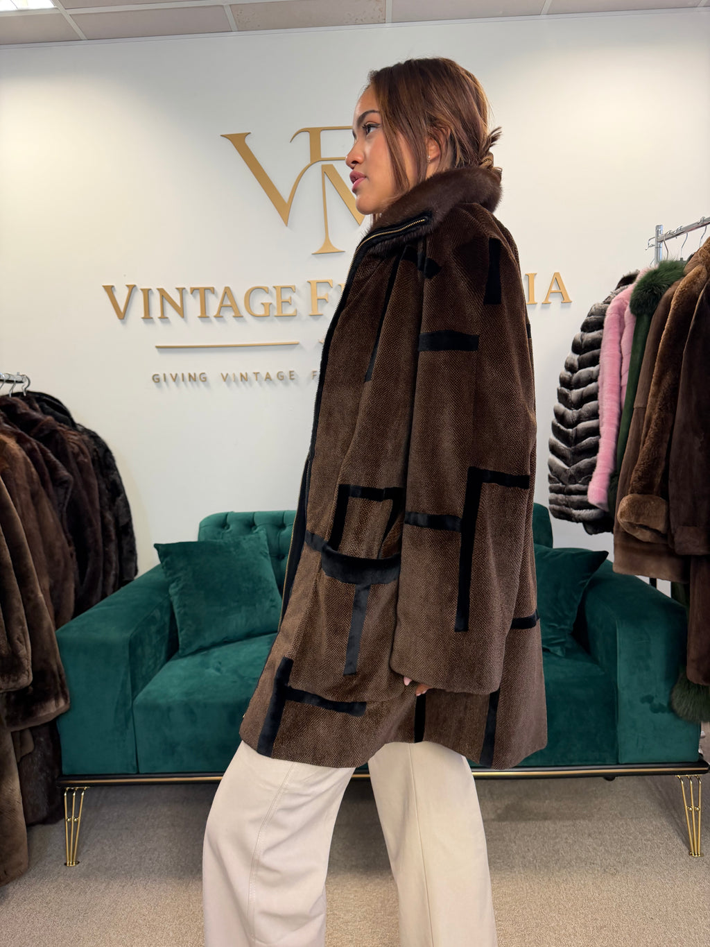 Sheared Mink Fur Coat, Large, Designer with Zipper, New