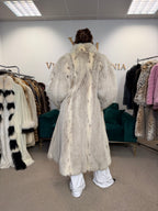 White Lynx Fox Fur Coat, Large, Full Length