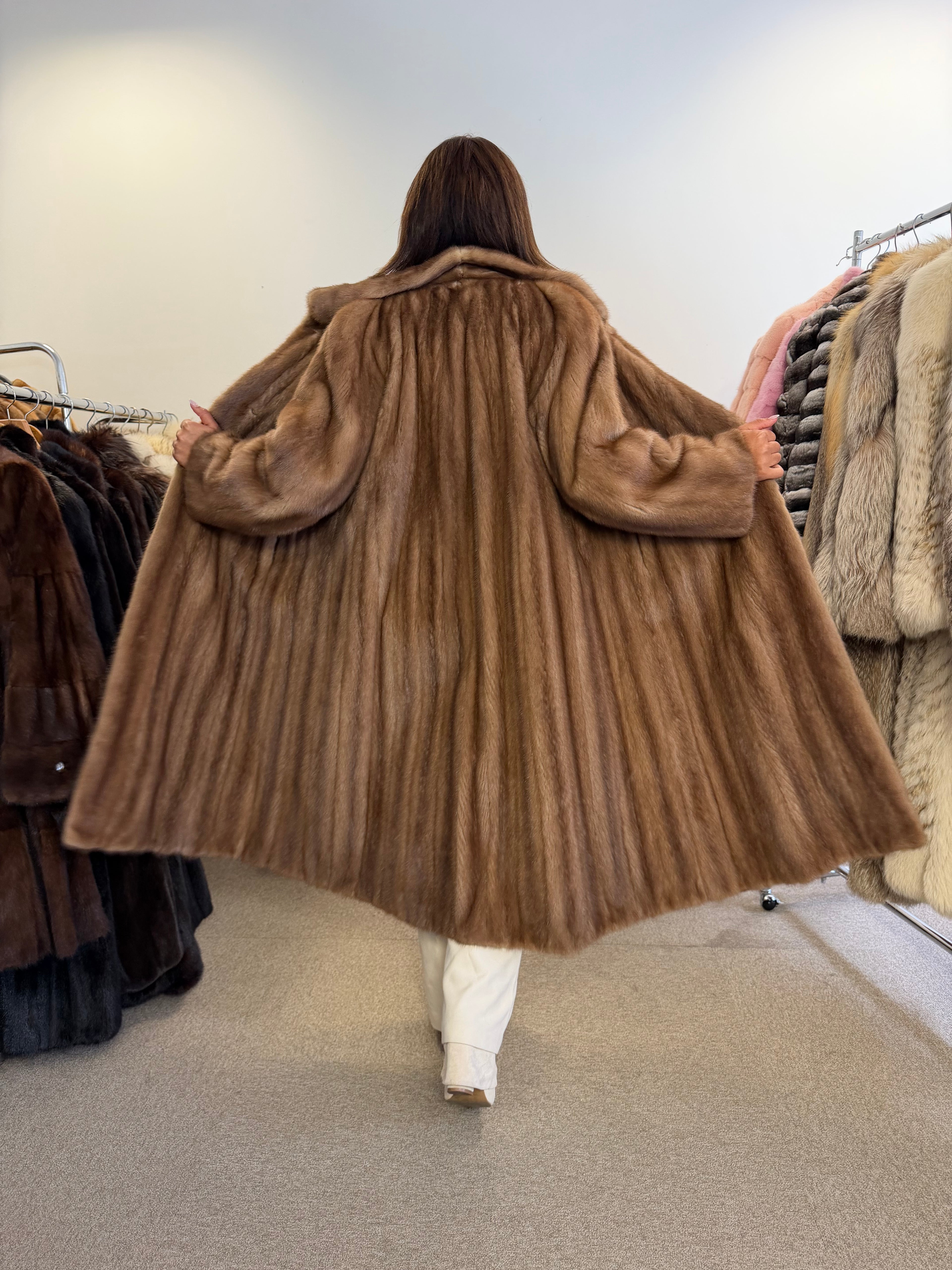 Luxury Mink Fur Coat, Pastel Swinger, Full Length, XL