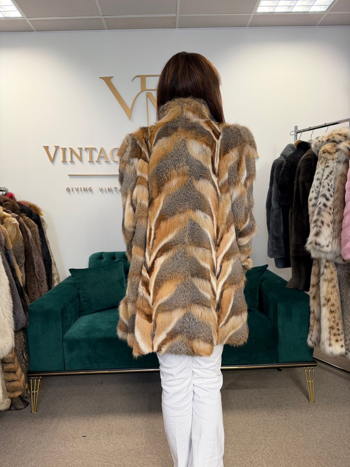 Red Fox Fur Jacket, XL, Pieced
