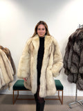 White Nordic Arctic Fox Fur Coat, Size L