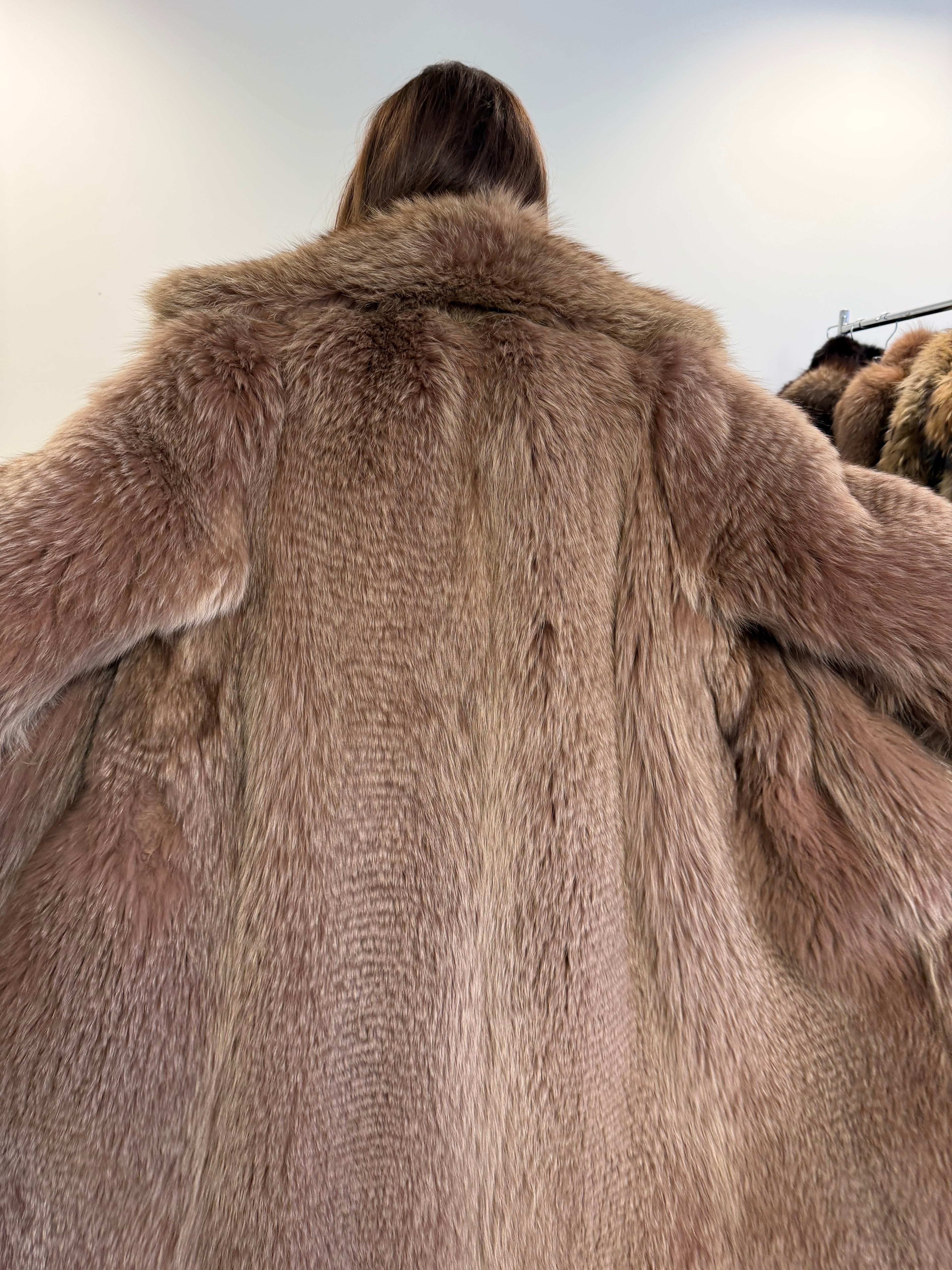 Fox Fur Coat, Brown, Full Length, Reversible, Size L