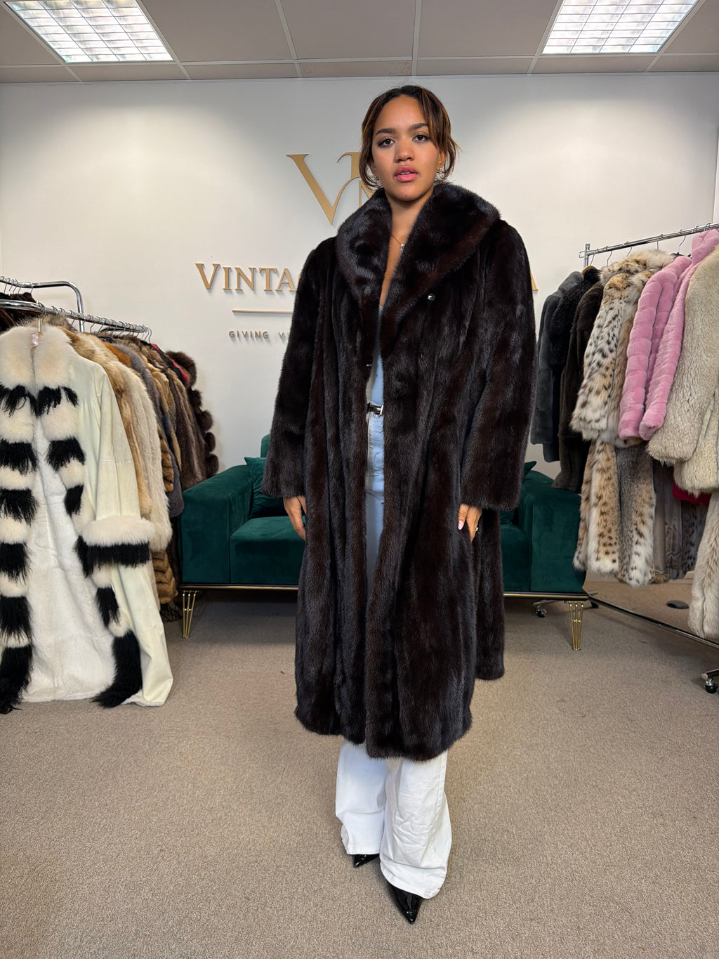 Thick Dark Brown Male Mink Fur Coat, XL, Extra Warm