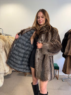 Raccoon Fur Coat, Luxury Lining, Size M