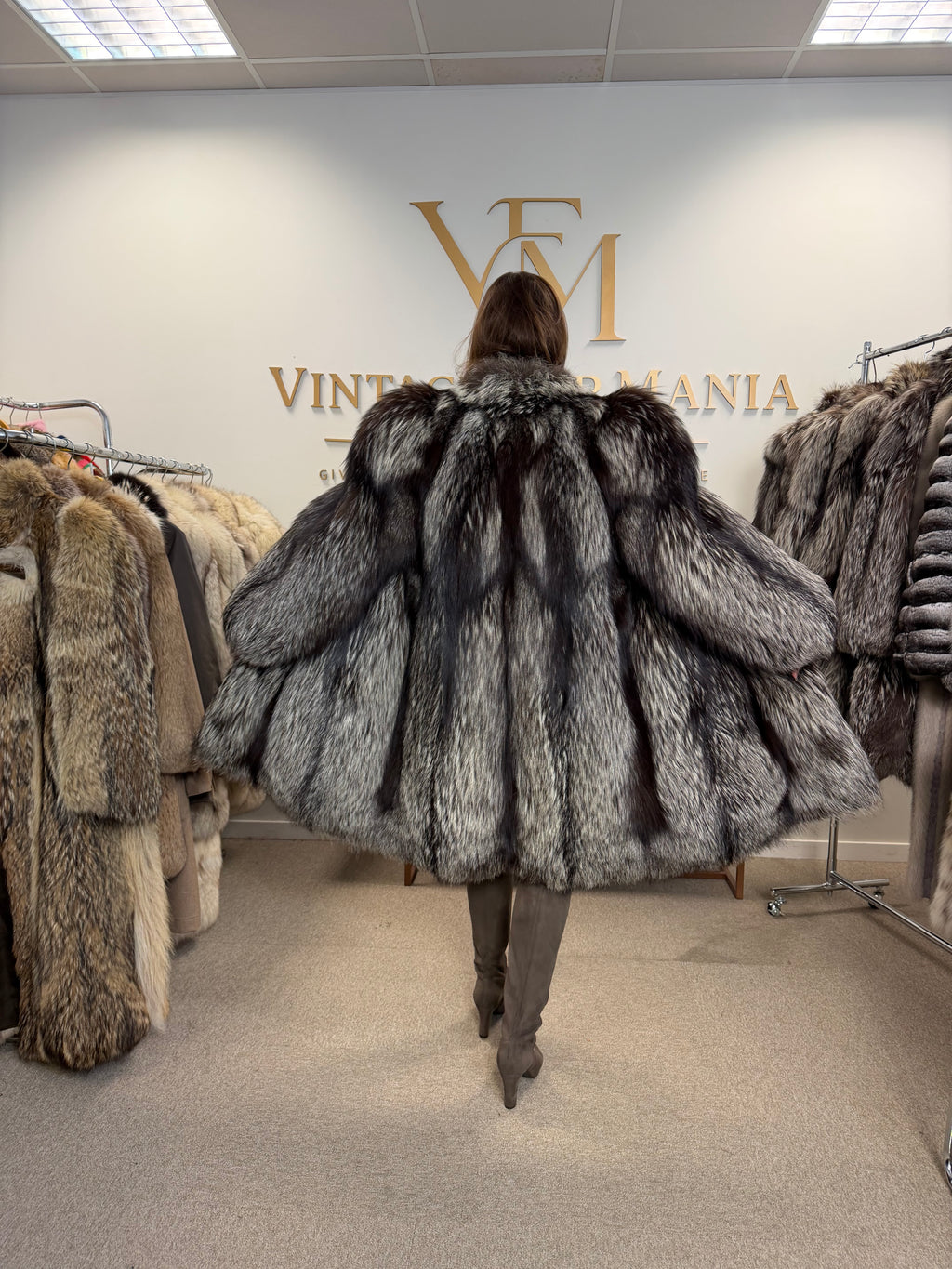 Silver Fox Fur Coat, Large, Ankershoffhem luxury brand