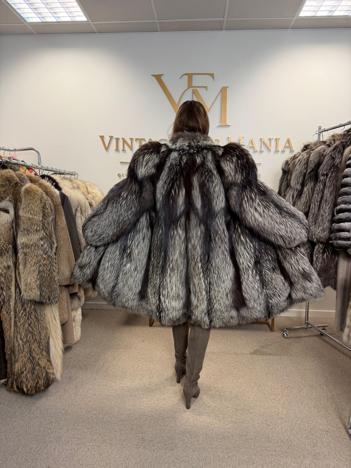 Silver Fox Fur Coat, Large, Ankershoffhem luxury brand
