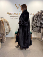 Almost Black Mink Fur Coat, XXL, Full Length, Luxury