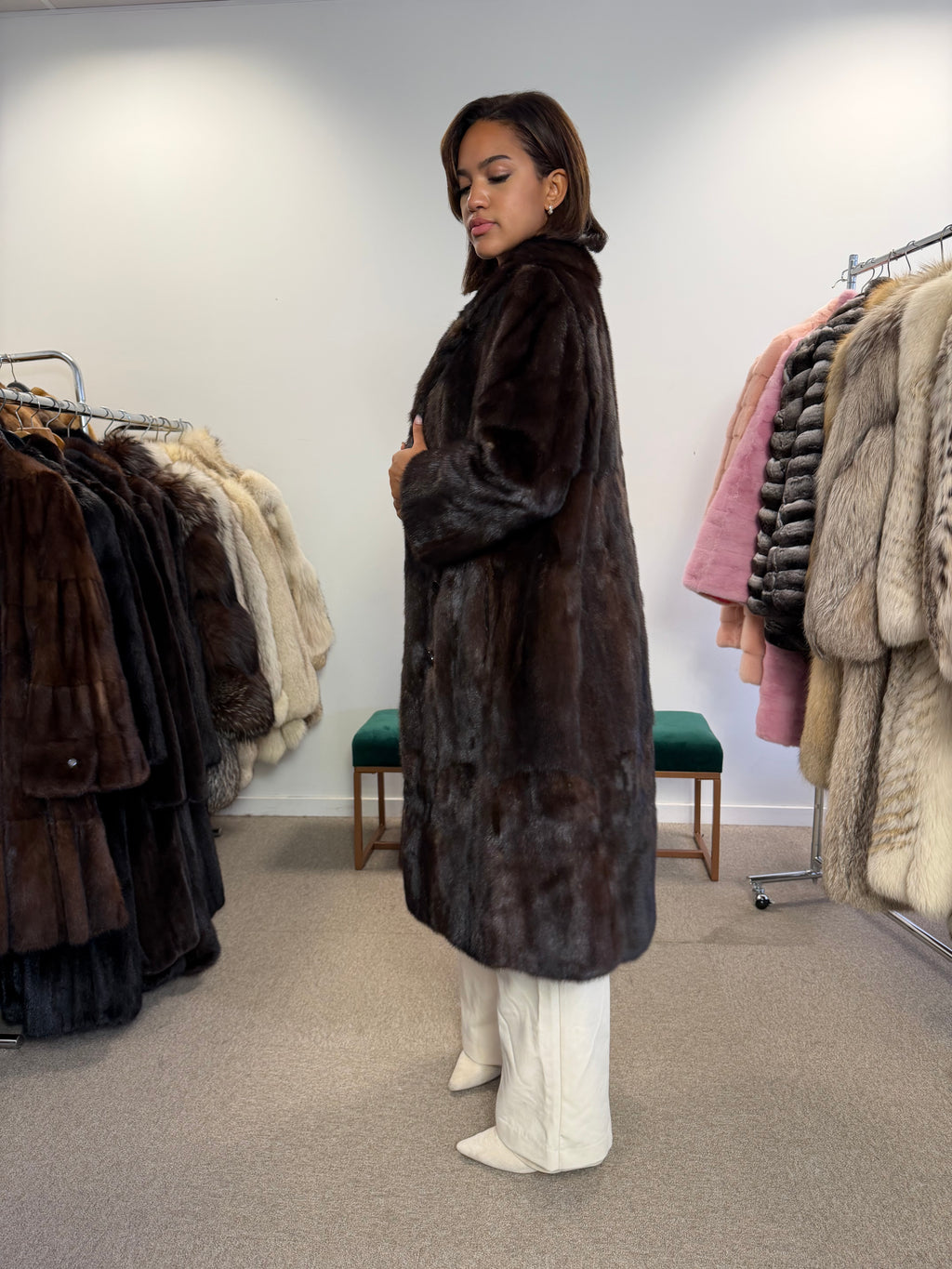 Mink Fur Coat, Brown, Medium