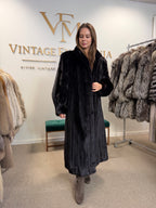 Almost Black Mink Fur Coat, XXL, Full Length, Luxury