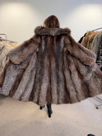 Silver Fox Fur Coat, Full Length, Size M