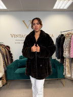 Black Sheared Mink Fur Jacket, XL, Reversible