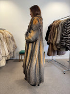 Gray Fox Fur Coat, full length, Size M