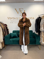 Luxury Pastel Mink Fur Coat, Large, Two-Tone Design