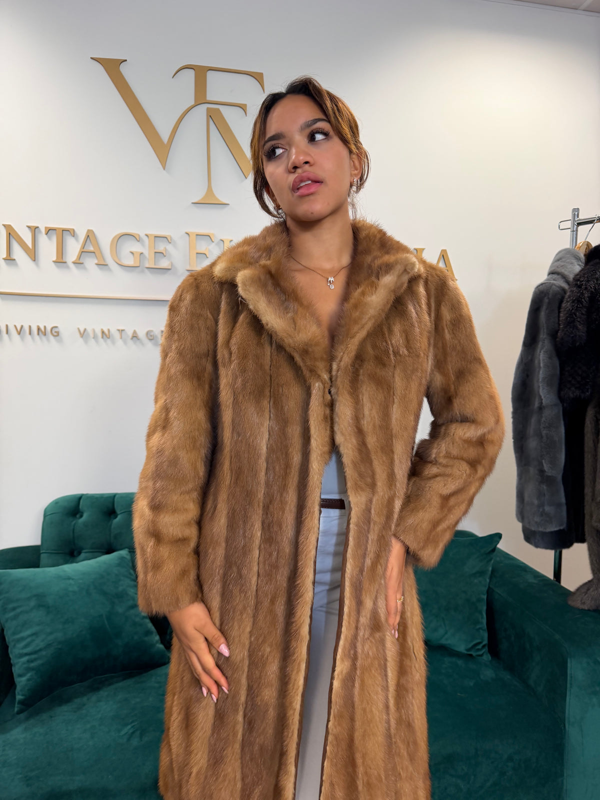 Pastel Mink Fur Coat, Medium
