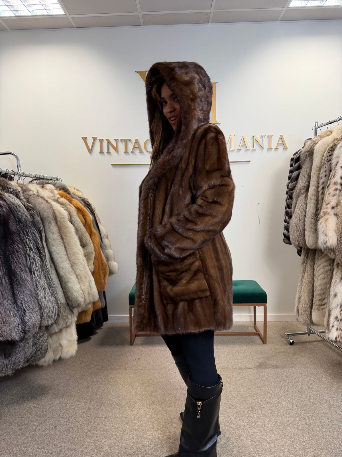 Pierre Balmain Mink Fur Coat, Brown, Medium, French Luxury