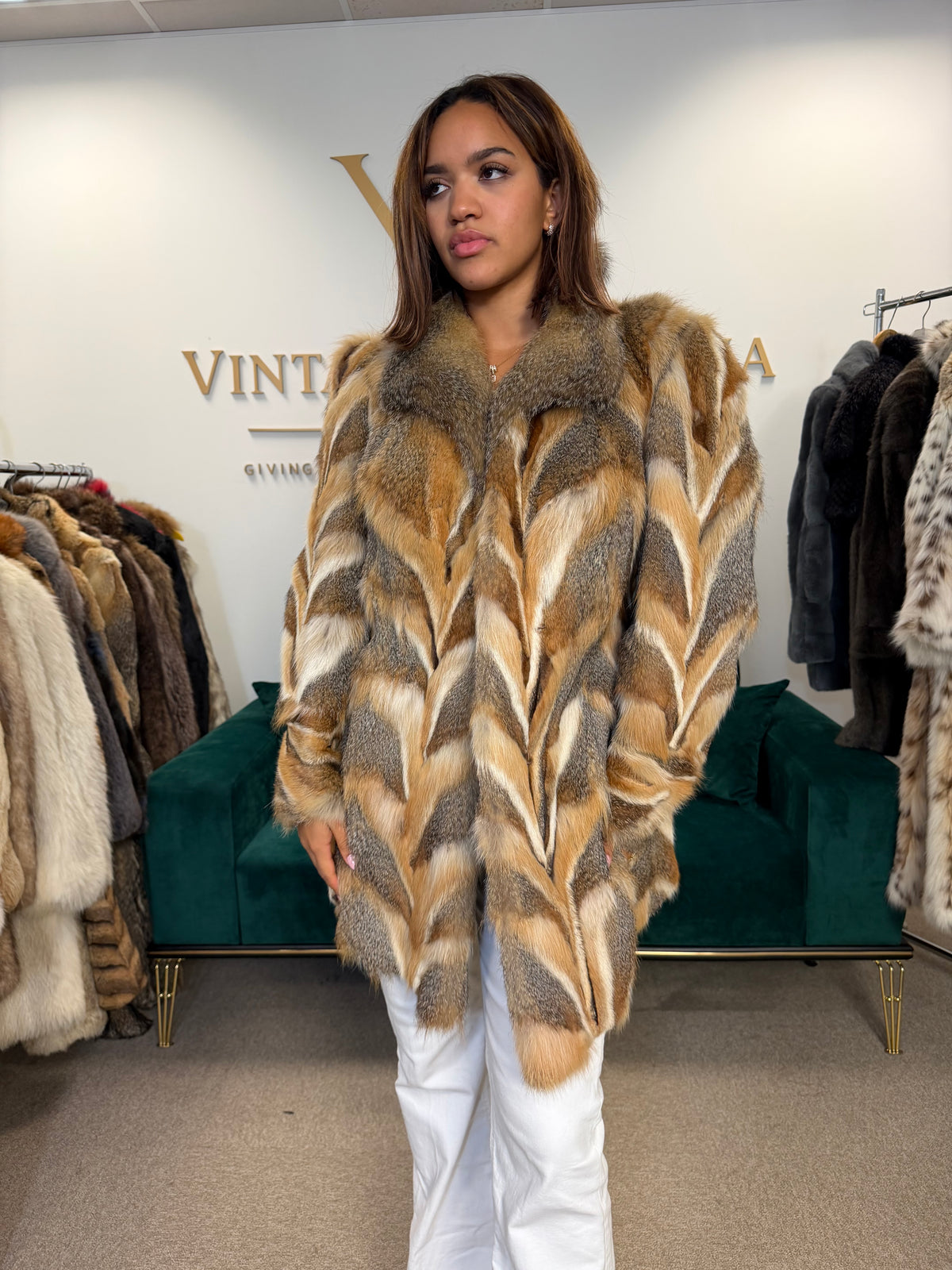Red Fox Fur Jacket, XL, Pieced