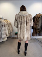 Blue Fox Fur Coat, Size M