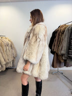 Blue Fox Fur Coat, Short Sleeves, Size XL