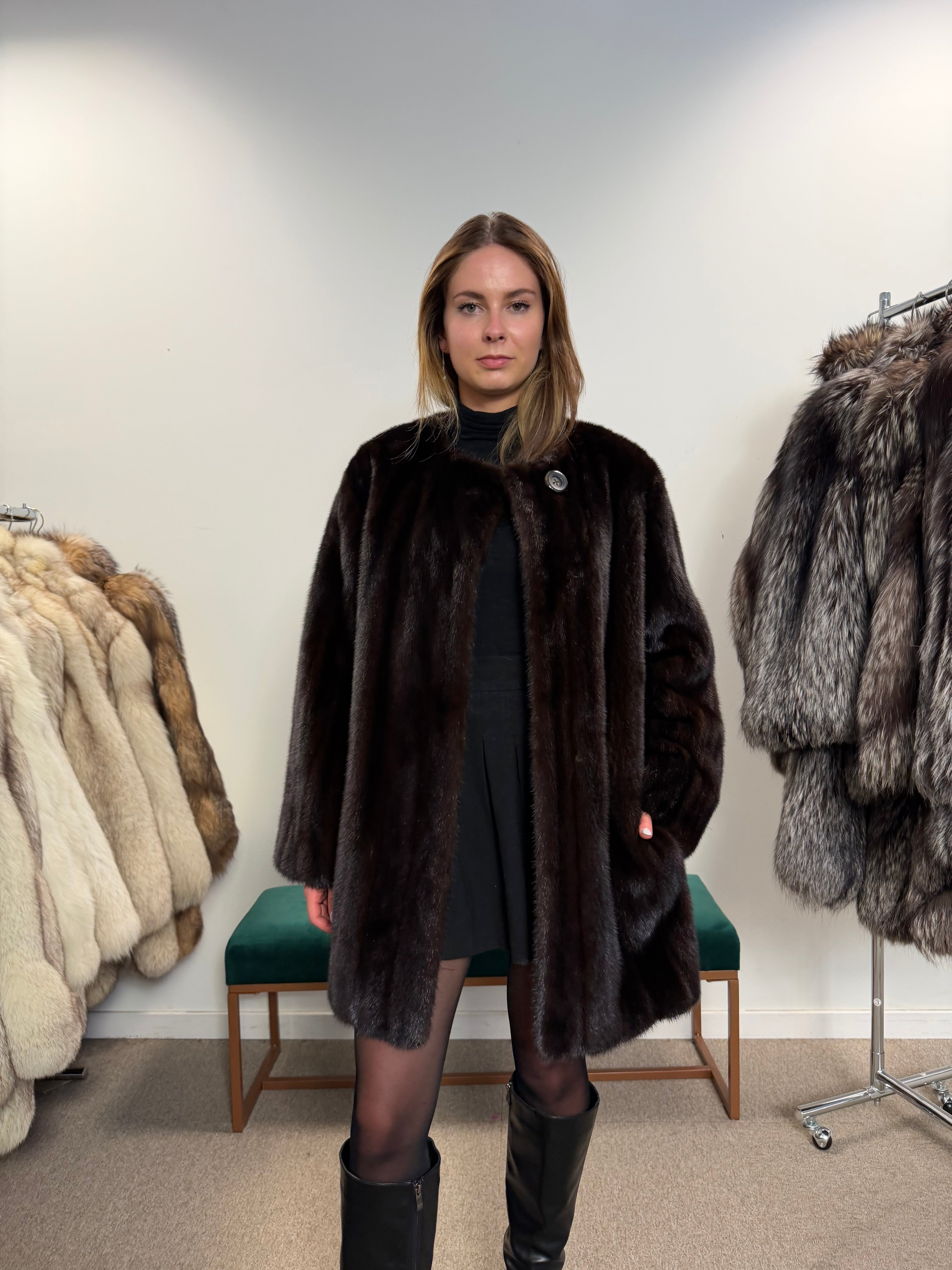 Mink Real Fur Jacket, Neckless Style, New