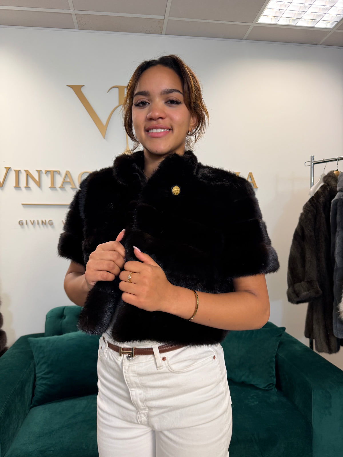 Almost Black Mink Fur Jacket, M/L, New