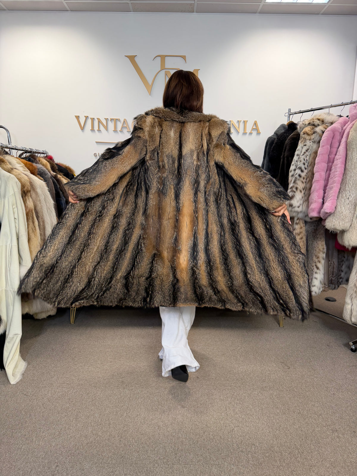 Coyote Fur Coat, Small, Outlet
