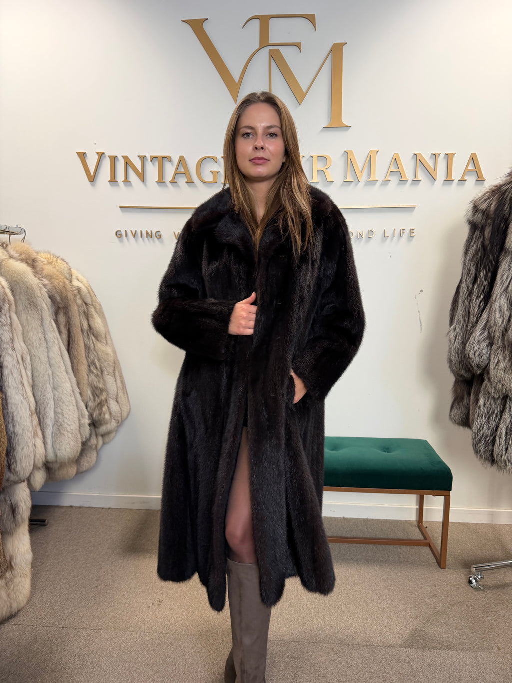 Dark Brown Mink Fur Coat, Medium, Bouckaert