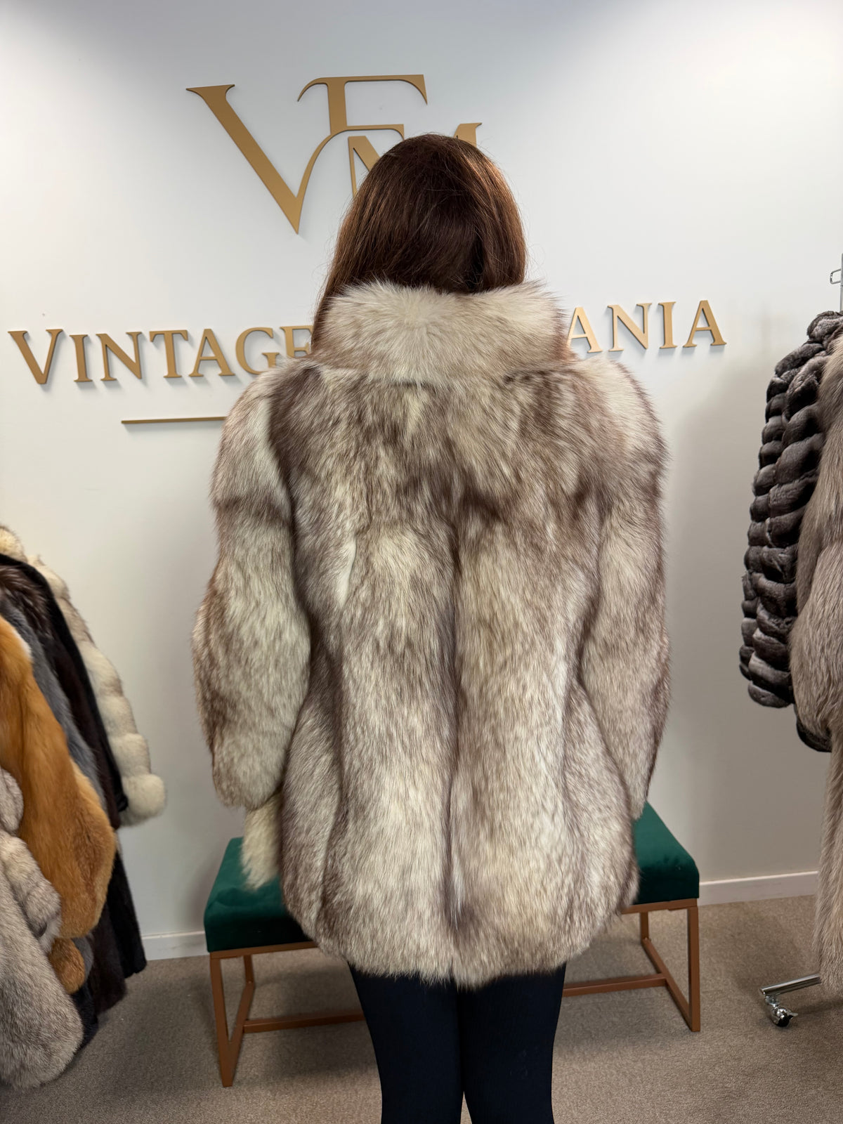 White Fox Fur Jacket, Short, Small
