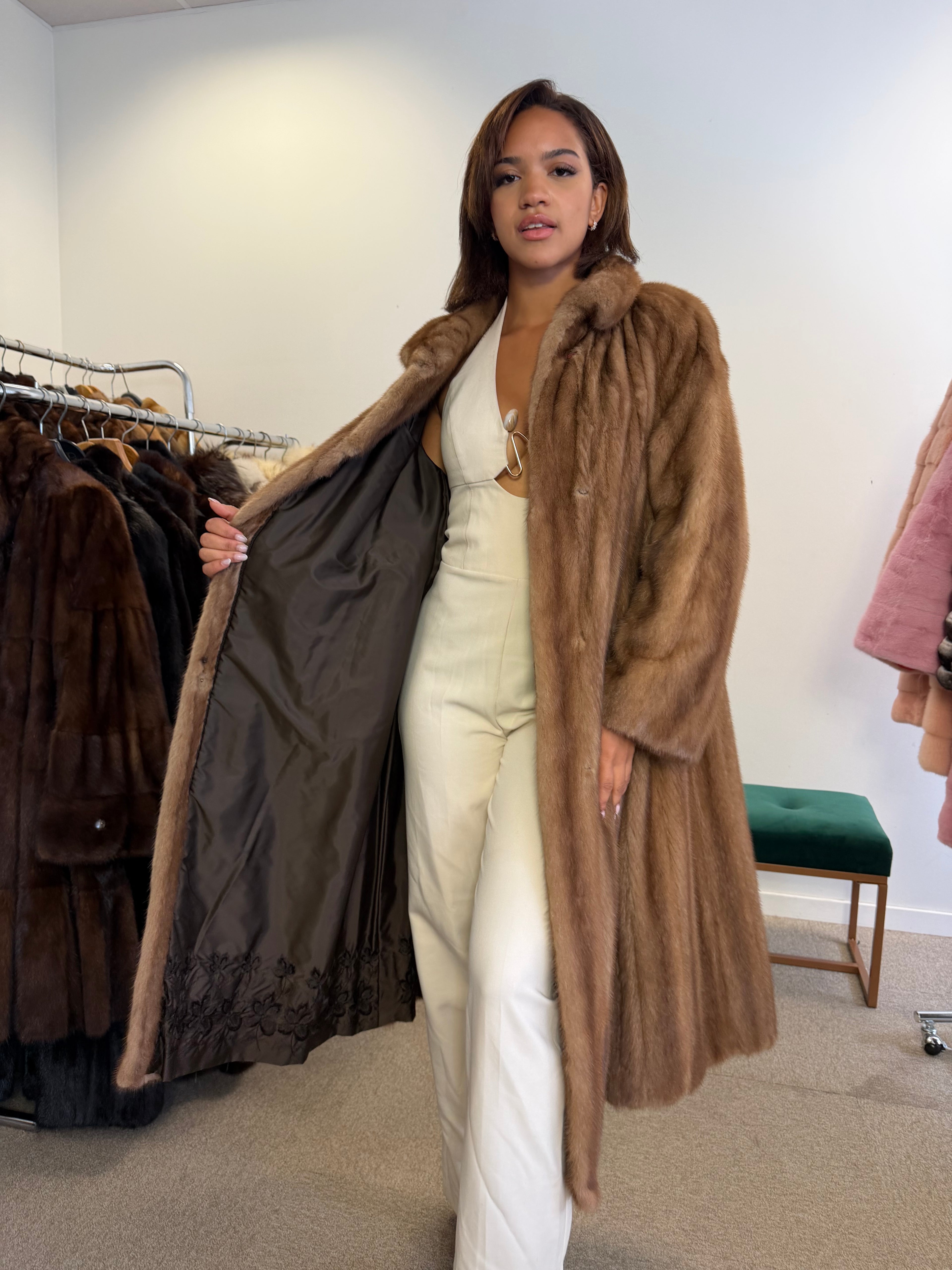 Luxury Mink Fur Coat, Pastel Swinger, Full Length, XL