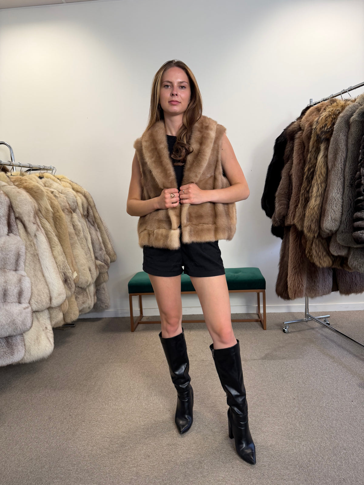 Pastel Mink Fur Vest, Medium, Open Front