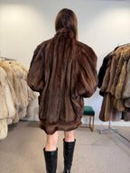 Brown Faux Mink Fur Jacket, Butterfly Style, Fits Large