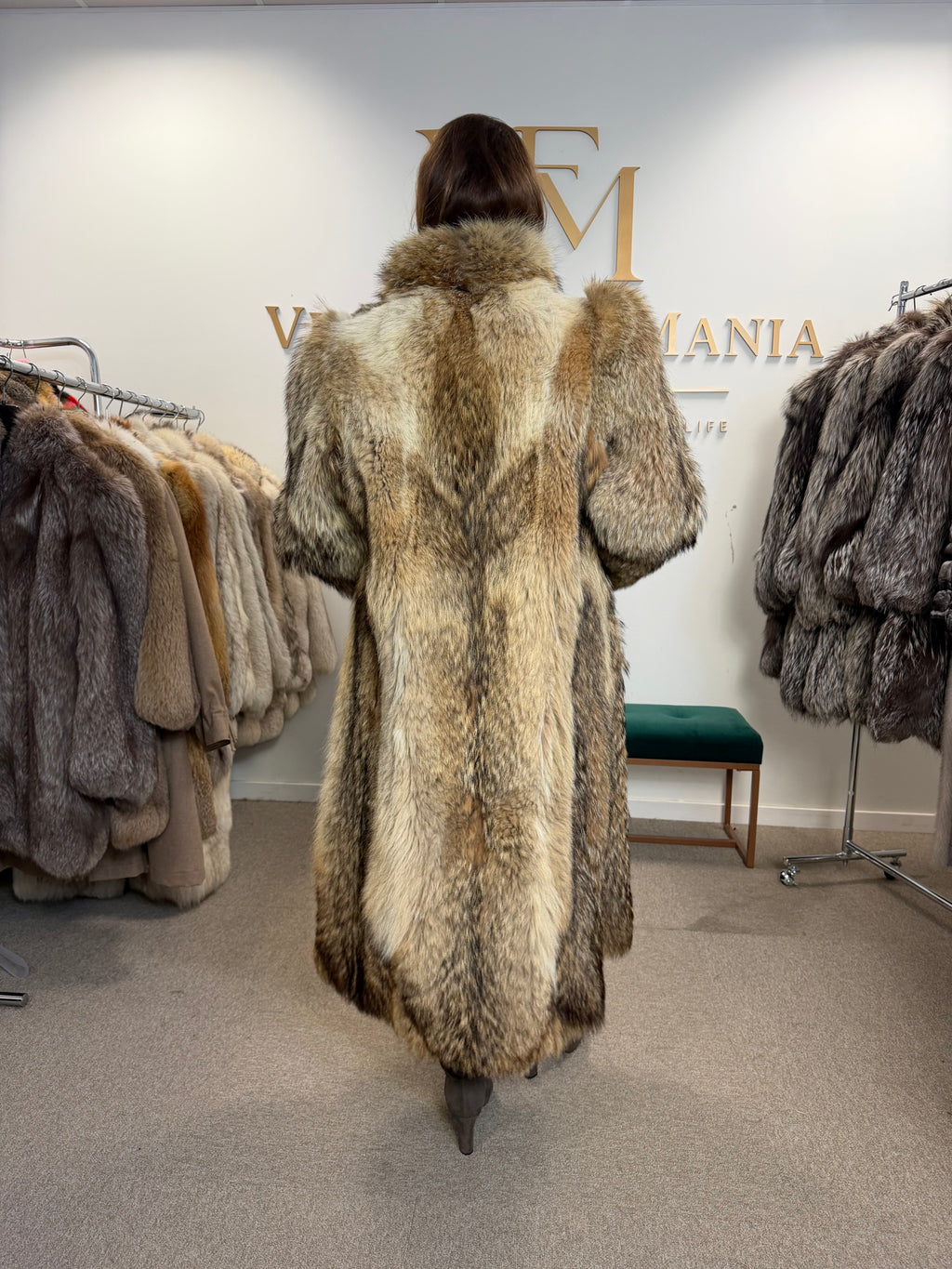 Coyote Fur Coat, Large, Full Length, Fluffy