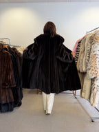 High quality Mink Fur Coat, Dark Brown, soft fur, XXL