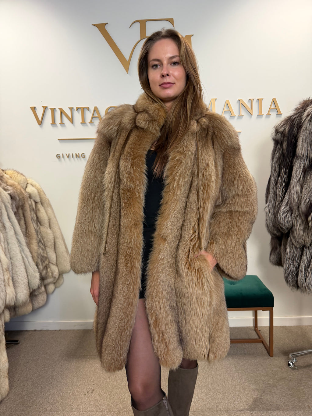 Soft Brown Fox Fur Coat, Medium, Super Soft