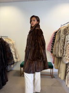 Mink Fur Coat, Brown Swinger, One Size