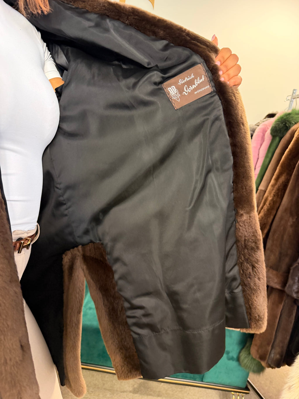 Sheared Beaver Fur Coat, Hooded, Oversize up to 3XL