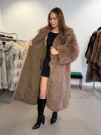 Fox Fur Coat, Brown, Full Length, Reversible, Size L