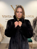 Very Dark Brown Mink Fur Coat, Large, German Furrier