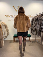 Light Beige Mink Fur Jacket, Medium, Short Sleeves